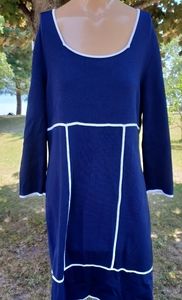 Randolph Duke Deep Blue Mini Dress with White Accents